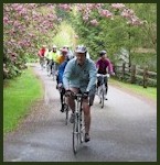 SBC members biking through Ernie's Grove.