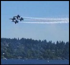 Blue Angels flying over Lake Washington.